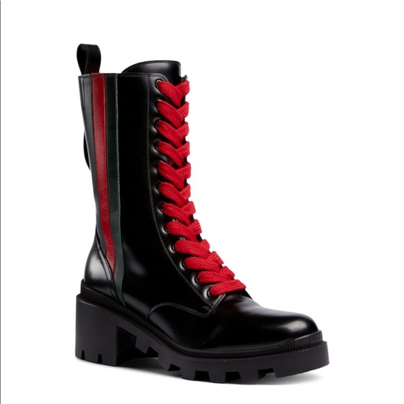 gucci trip leather combat boot